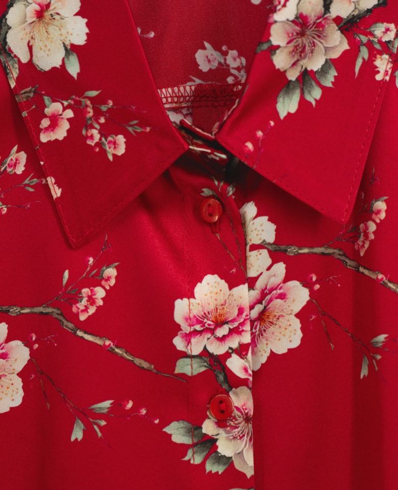 Jedwabna koszula cherry blossom - Cat & Cat - Świat jedwabnych ubrań i ...