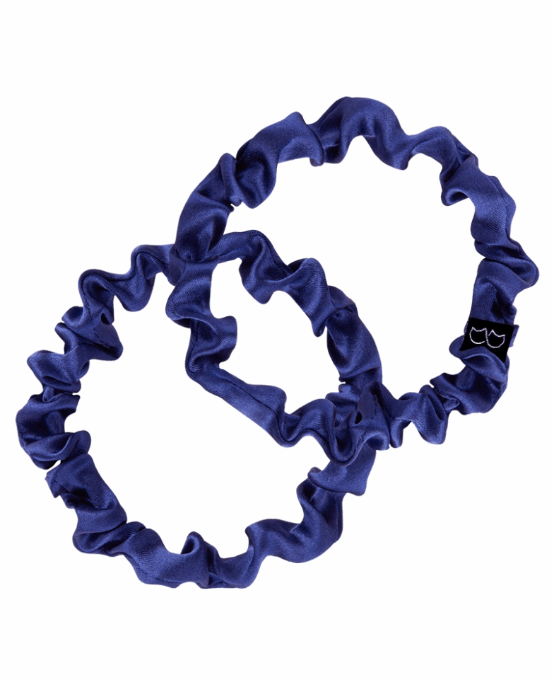 Set of two silk srunchies - royal blue