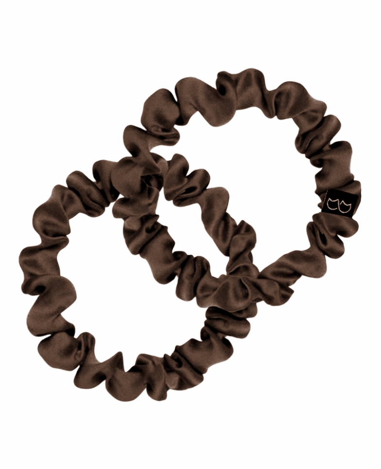 Set of two SLIM silk rubber bands - chocolate