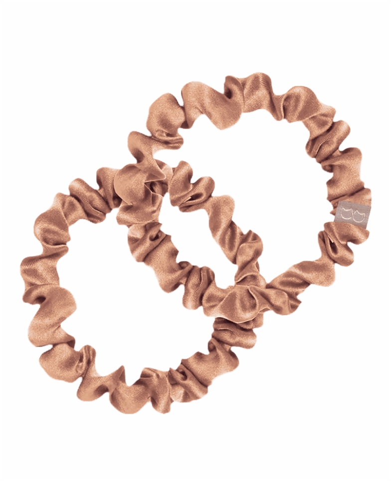Set of two silk srunchies - mocha mousse