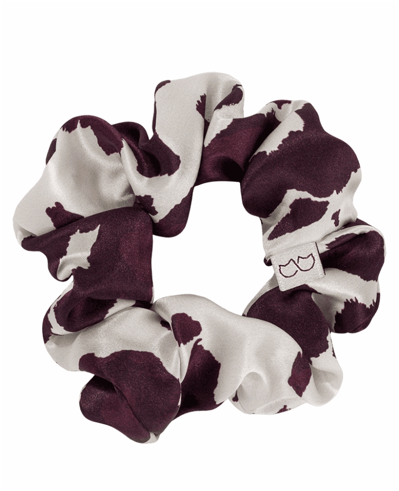 Silk scrunchie - cow burgundy