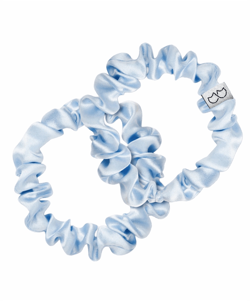 Set of two SLIM silk rubber bands - baby blue