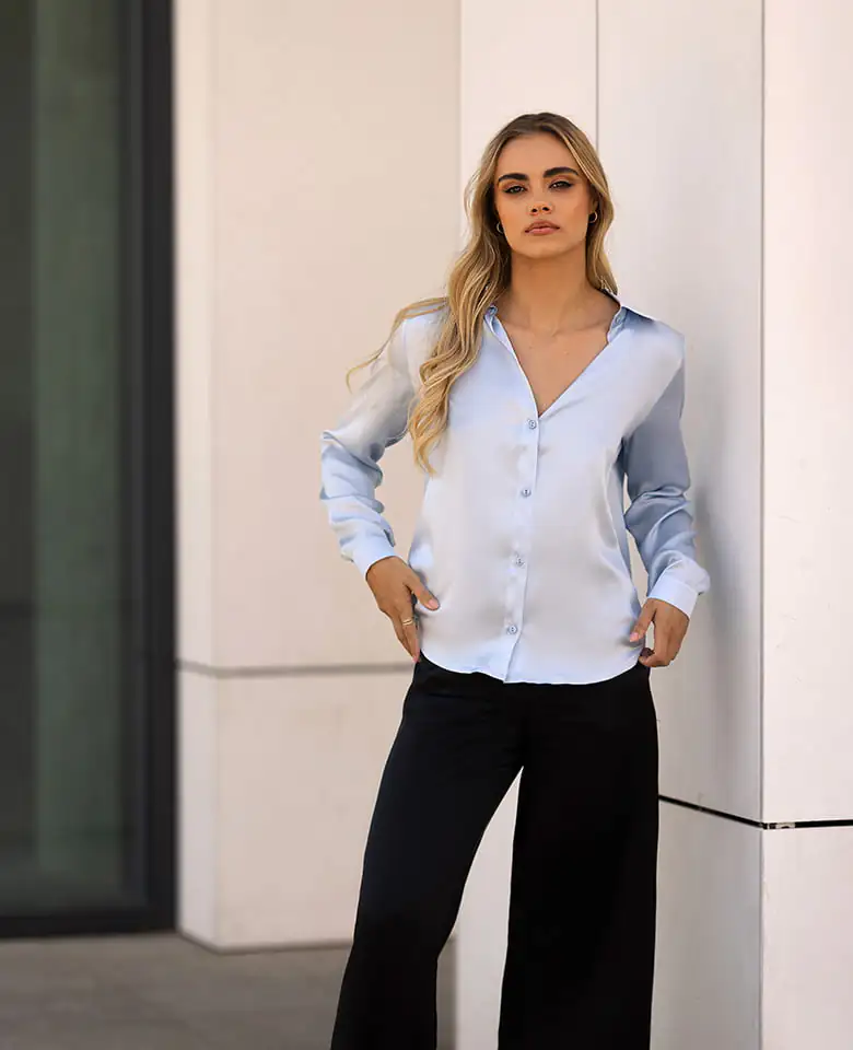 Seidenhemd – baby blue