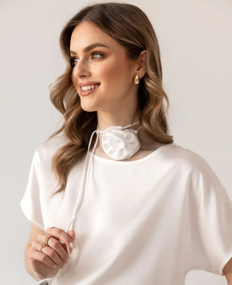 Rosa Choker aus Seide – pure nature