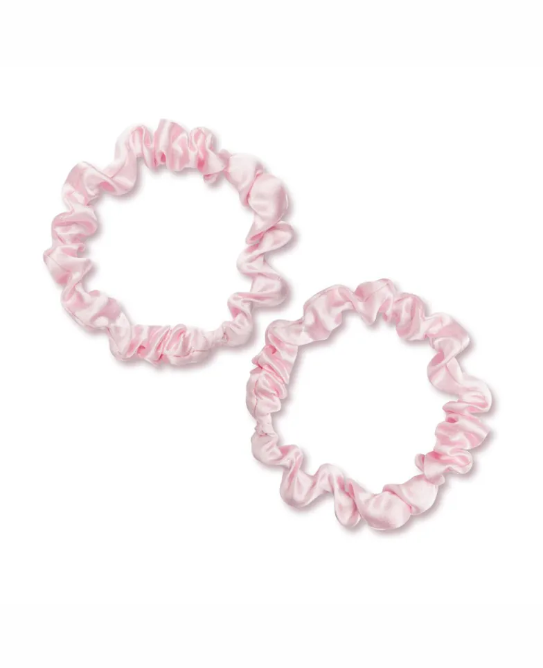 Set of two silk srunchies - candy pink
