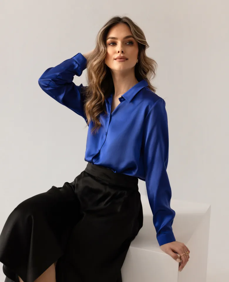 Jedwabna koszula - royal blue