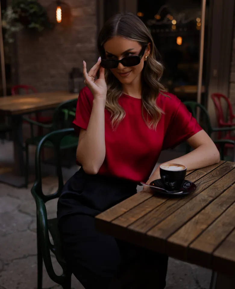 Tričko silk satin carmine