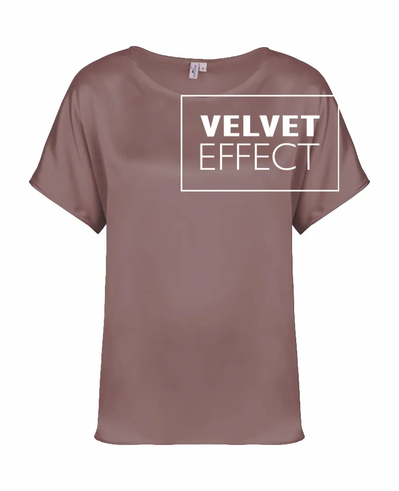 T-shirt silk satin velvet effect dusty pink