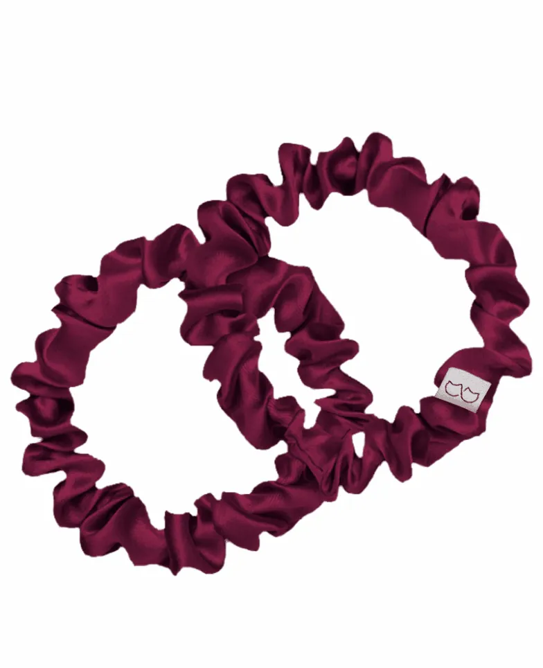 Zestaw dwóch jedwabnych gumek SLIM - burgundy