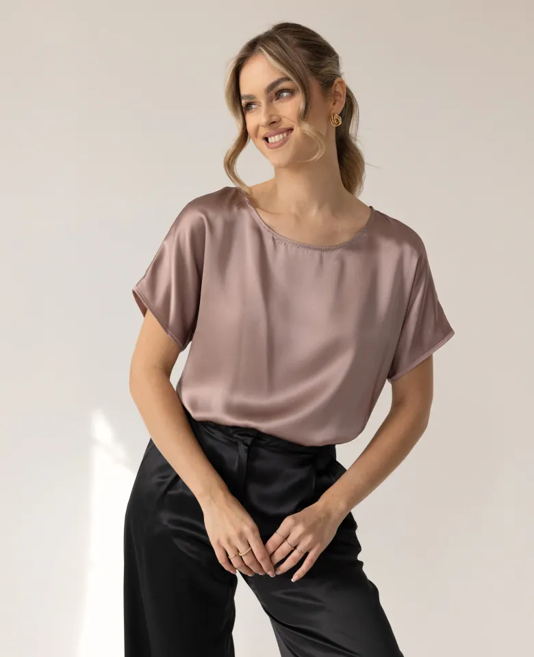T-shirt silk satin dusty pink