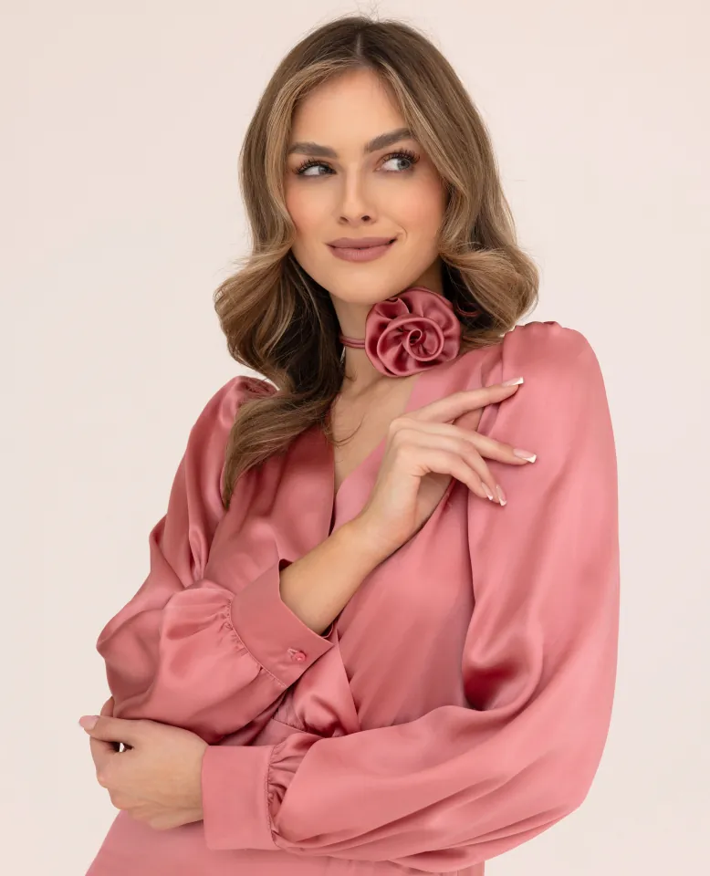 Silk choker rose - rose