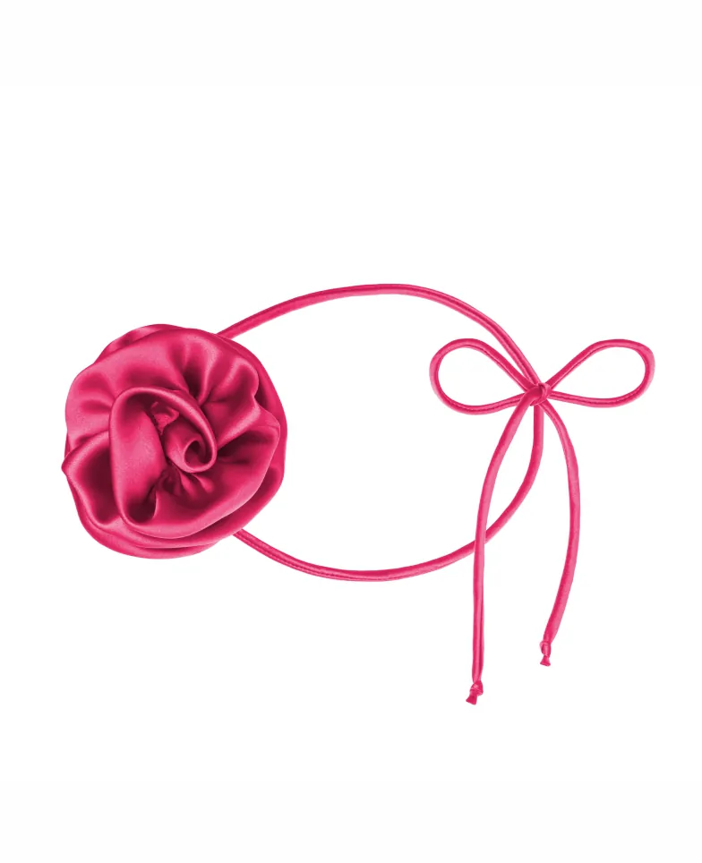 Silk choker rose - vivid pink