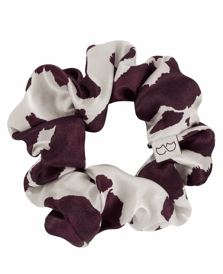 Jedwabna gumka do włosów - cow burgundy
