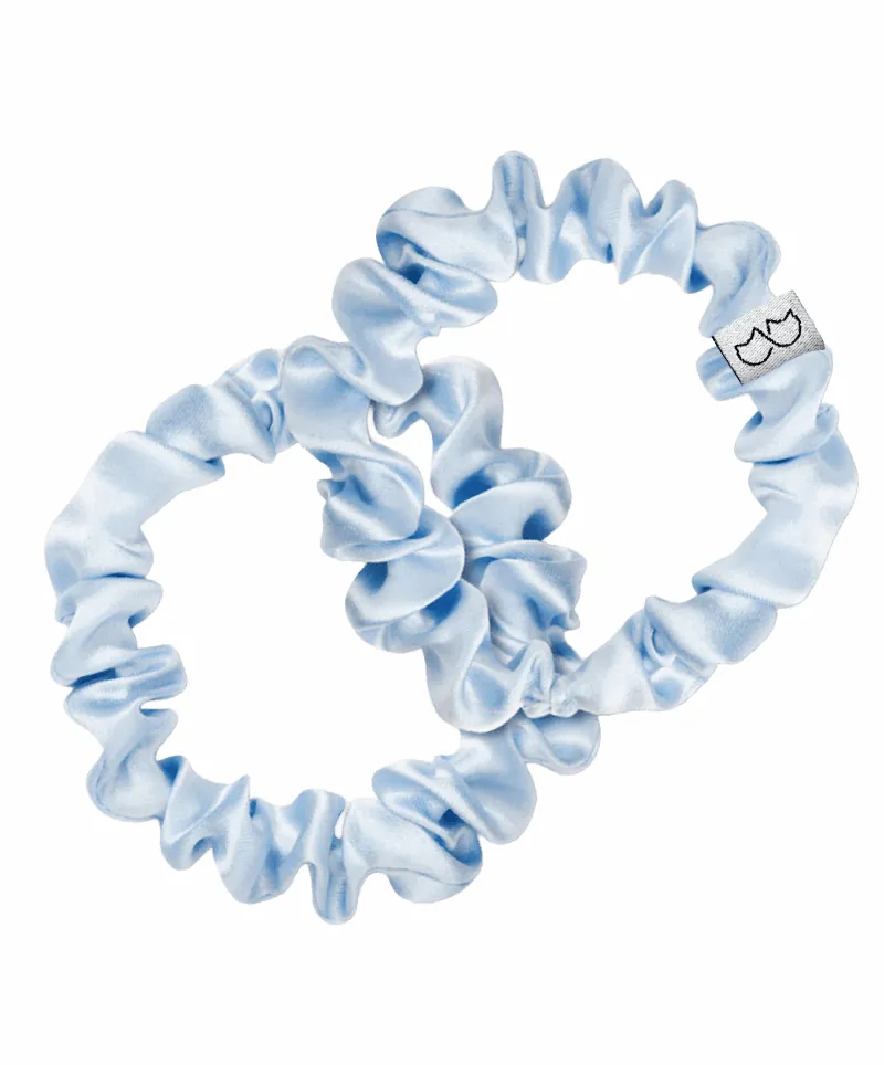 Set of two SLIM silk rubber bands - baby blue