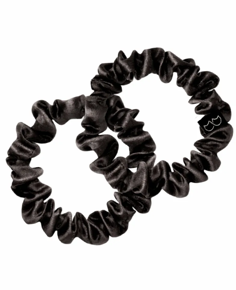 Set of two SLIM silk rubber bands - black