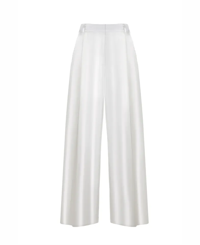 Jedwabne spodnie wide leg - pure nature